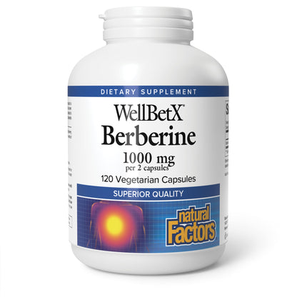 Natural Factors WellBetX Berberine – 500 mg Daily Capsule for Metabolic & Heart Health | Gluten-Free & Vegan | 120 Vegetarian Capsules