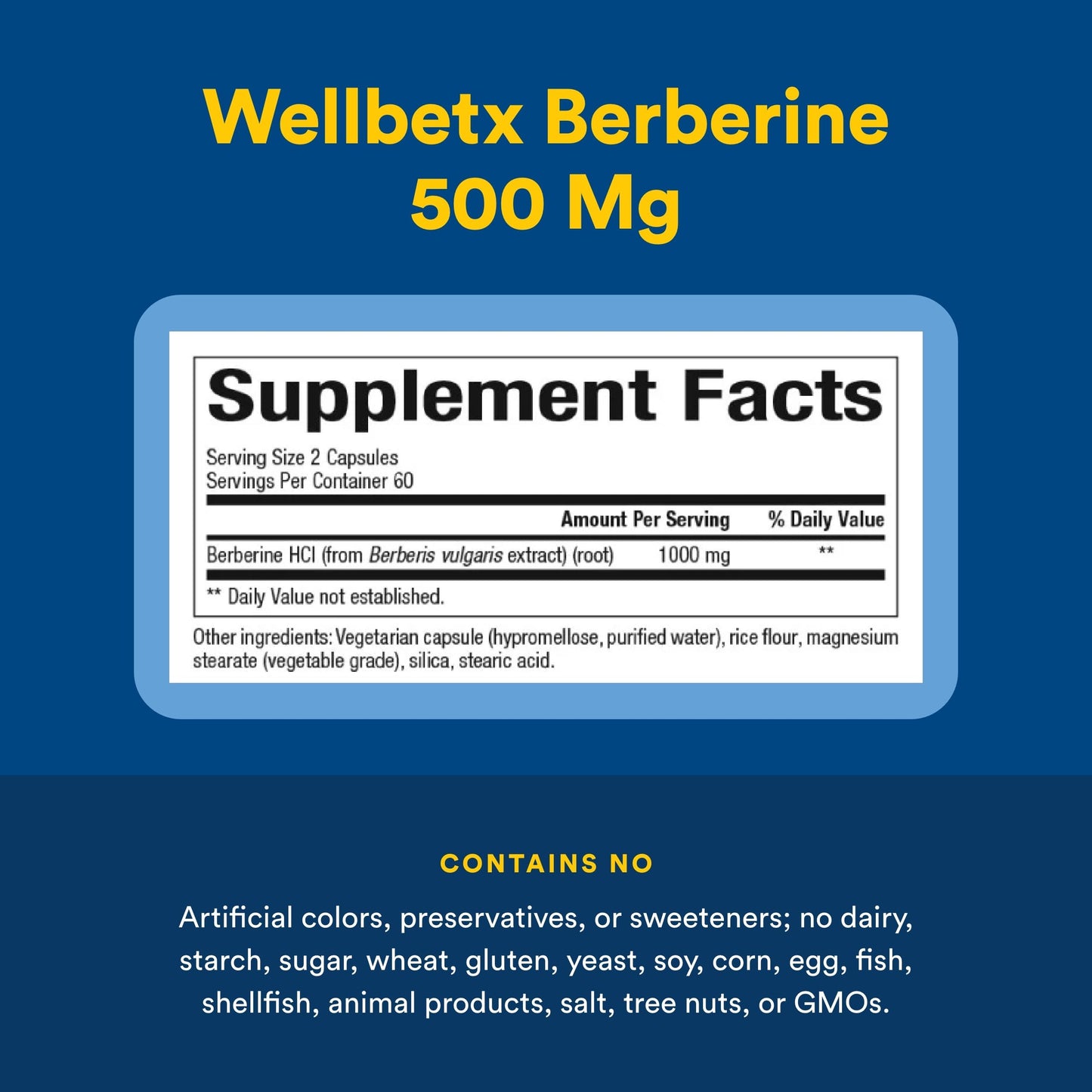 Natural Factors WellBetX Berberine – 500 mg Daily Capsule for Metabolic & Heart Health | Gluten-Free & Vegan | 120 Vegetarian Capsules