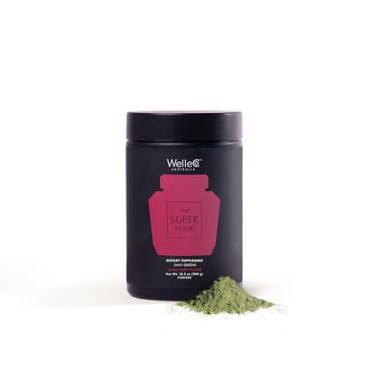 WelleCo The Super Elixir Daily Greens Powder – Probiotic Drink Mix (300g, Mixed Berry)