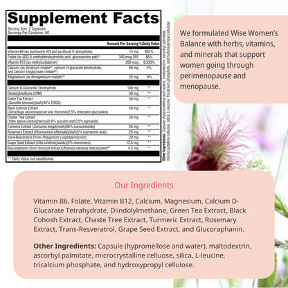 Wellena Wise Women’s Balance by Magdalena – Hormonal Balance for Peri- & Menopause | 120 Vegetarian Capsules, 60-Day Supply