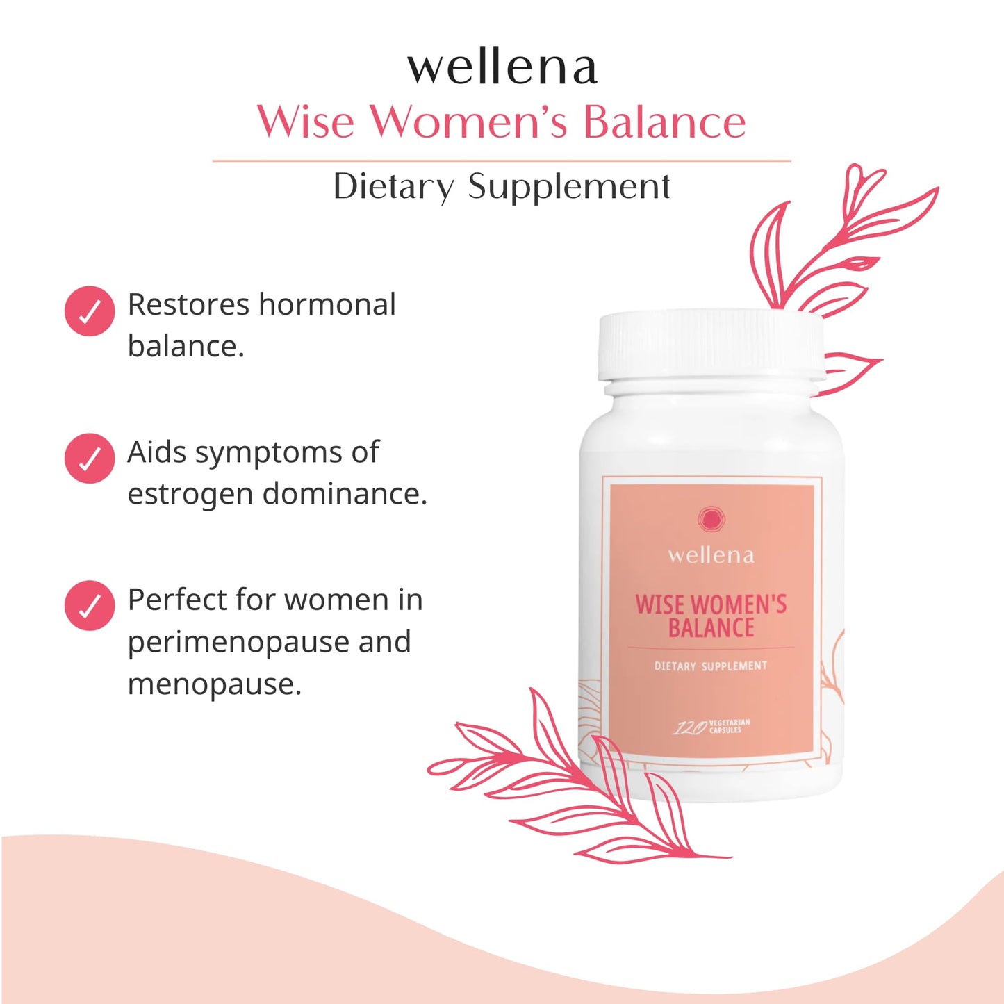 Wellena Wise Women’s Balance by Magdalena – Hormonal Balance for Peri- & Menopause | 120 Vegetarian Capsules, 60-Day Supply
