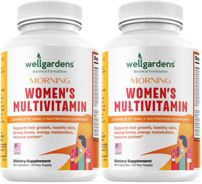 Wellgardens 100% Pure Women's Multivitamin for Hair Growth – Biotin, Zinc, Antioxidants | Made in USA – 60 Capsules (Pack of 2)