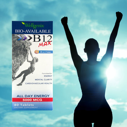 Wellgenix Bio-Available Sublingual B12 Max - High-Absorption B-Complex (60 Ct) 2-Pack