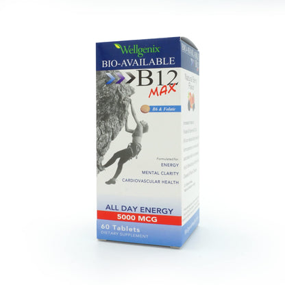 Wellgenix Bio-Available Sublingual B12 Max - High-Absorption B-Complex (60 Ct) 2-Pack