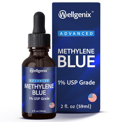 Wellgenix Methylene Blue Drops 1% USP Grade – Pharmaceutical Grade, Formaldehyde-Free (2 fl oz)