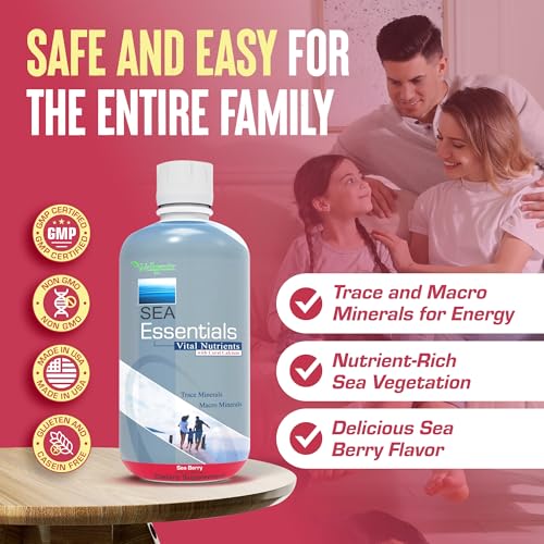 Wellgenix Sea Essentials Vital Nutrients – Coral Calcium Liquid Multivitamin, Sea Berry Flavor, 32oz