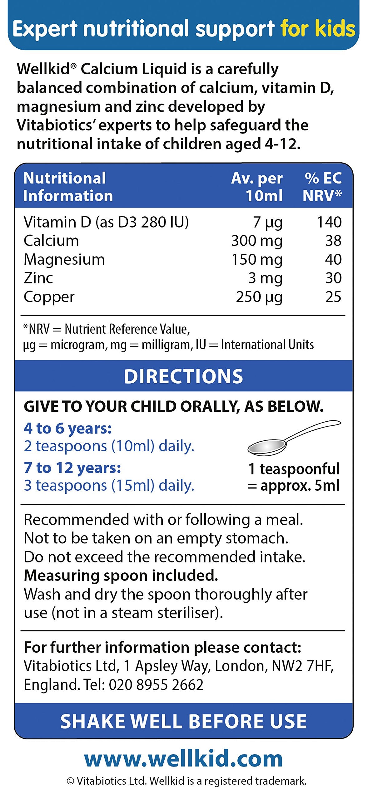 Wellkid Calcium Liquid 150ml | Vitabiotics
