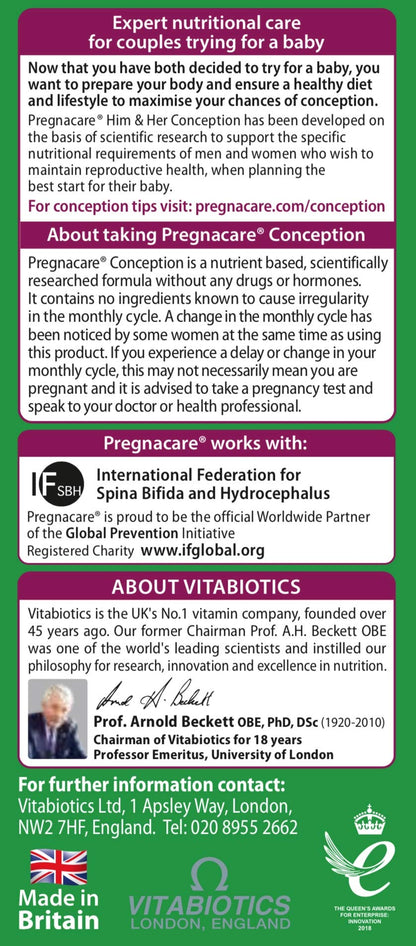 Vitabiotics Pregnacare His & Her Conception Dual Pack 2x30 Tablets