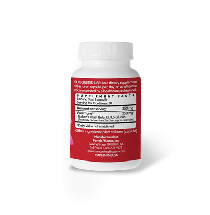 Immune Health Basics Ultra Strength Immunity - Clinically Proven Immune Support - Wellmune Highly Purified Beta Glucan - Gluten-Free, Non-allergenic, Non-GMO and Vegan Capsules - 30 Capsules, 250 mg