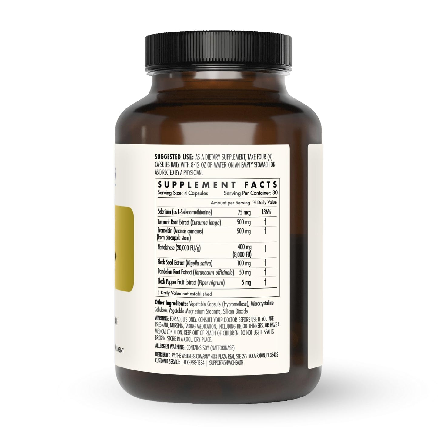 The Wellness Company Ultimate Spike Detox – 3-in-1 Nattokinase, Turmeric & Bromelain | 120ct