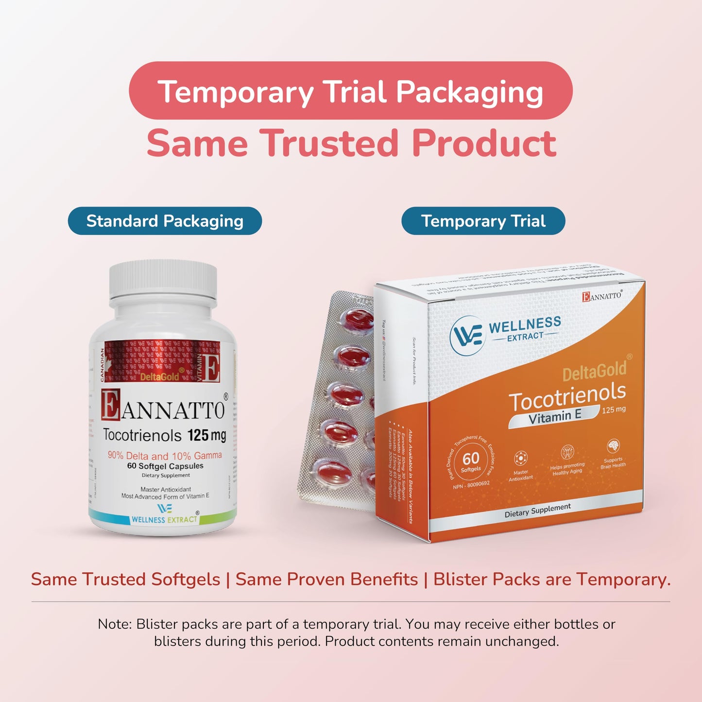 Wellness Extract Annatto Tocotrienols Vitamin E - Tocopherol-Free, Non-GMO, Gluten Free (125mg, 60 Softgels)