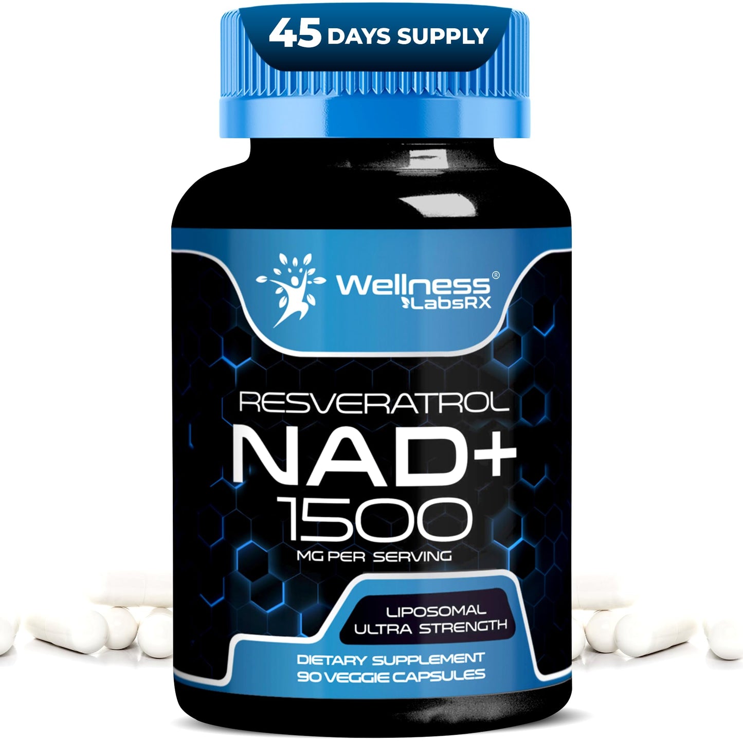 WELLNESS LABSRX NAD+ 1500mg - USA Made Liposomal NAD+ with Resveratrol