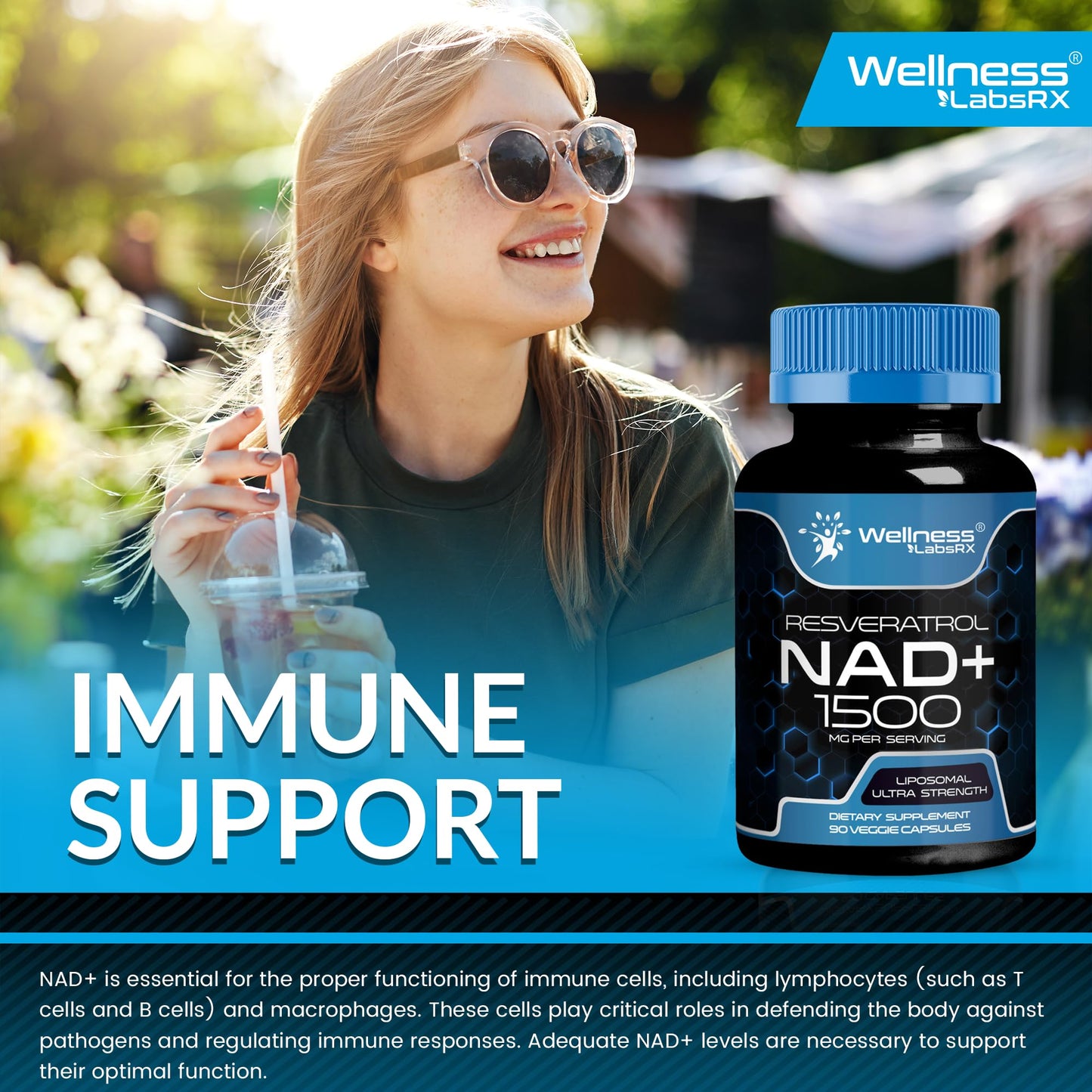 WELLNESS LABSRX Liposomal NAD Supplement 1500mg – USA Made, NAD+ Support, 2 Pack