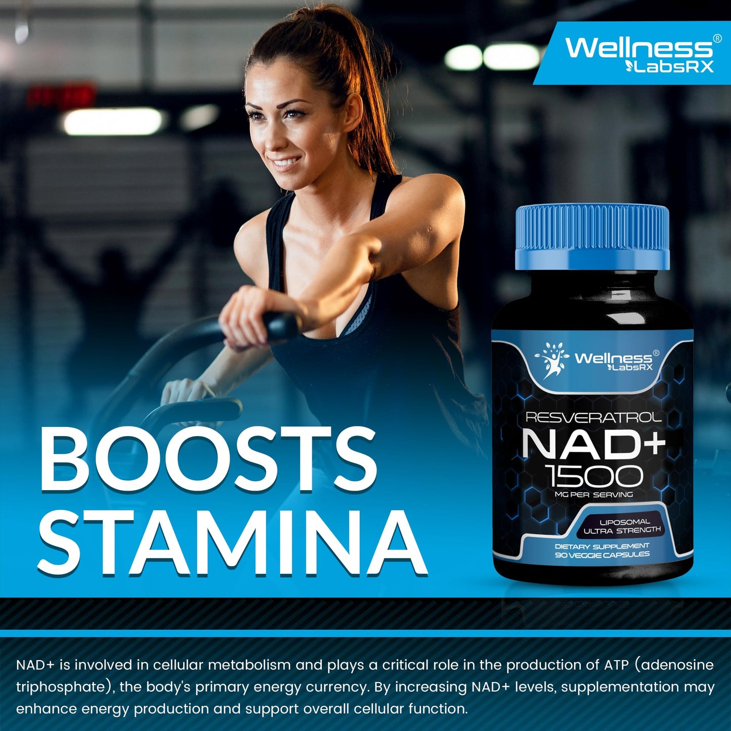 WELLNESS LABSRX Liposomal NAD Supplement 1500mg – USA Made, NAD+ Support, 2 Pack