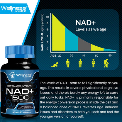 Wellness LabsRx Liposomal NAD+ 1500mg + Resveratrol – USA Made, 6 Pack