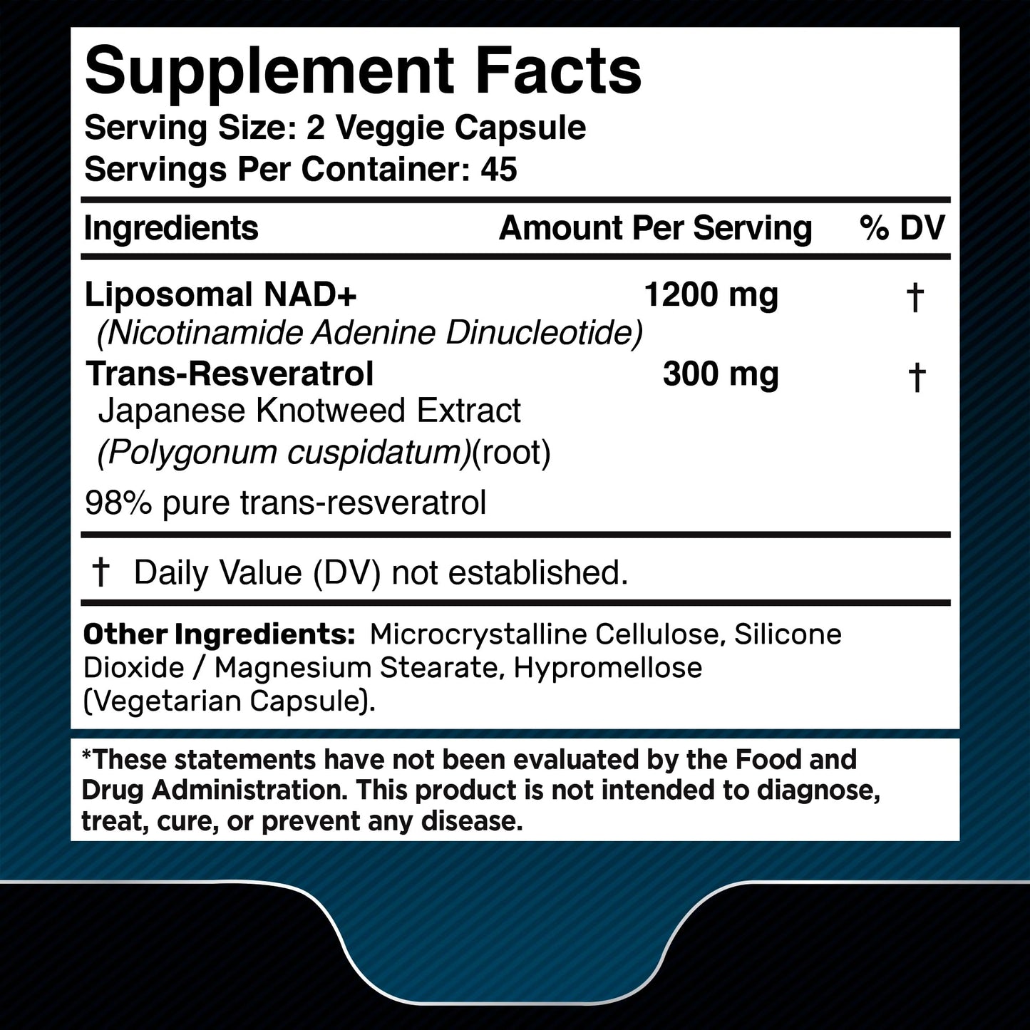 WELLNESS LABSRX NAD+ 1500mg - USA Made Liposomal NAD+ with Resveratrol