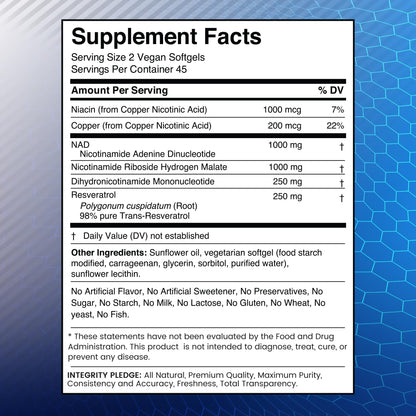 WELLNESS LABSRX NAD+ Supplement - Third-Party Tested NMNH Softgels with Resveratrol | Anti-Aging & Cellular Health — Made in USA