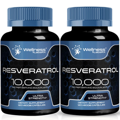 WELLNESS LABSRX Resveratrol 1000mg Capsules - 240 Count Pack of 2 - Japanese Knotweed