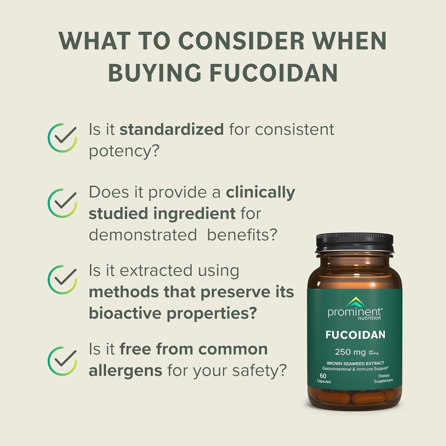 Prominent Nutrition Fucoidan – Gut Health & Immune Support, 250mg, 60 Count | Premium Brown Seaweed Extract