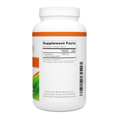 Wellness Resources High Potency d-Limonene 1000mg – 120 Capsules | Orange Peel Digestive Support