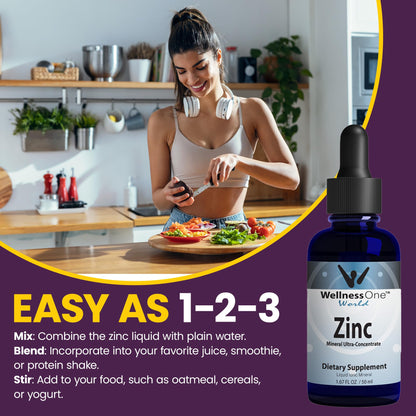 WellnessOne Ionic Liquid Zinc Drops - Immunity Support, USA Tested, Vegan & Gluten-Free - 1.67 fl oz