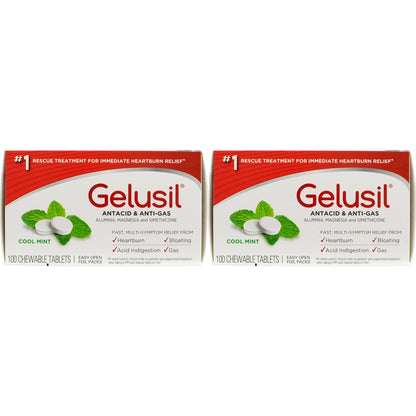 Gelusil Antacid & Anti Gas Tablets – Wellspring Mint, 100 Count Blister Pack