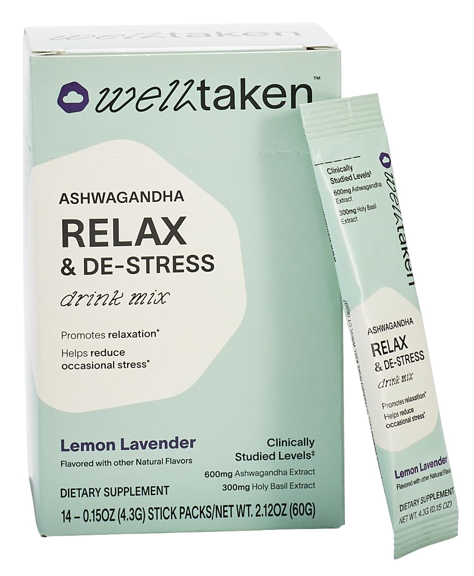 WellTaken Ashwagandha Relax & De-Stress Powder – Lemon Lavender (14 Servings)