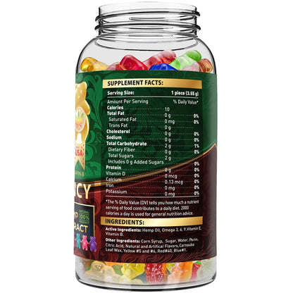 WELLUTION Hemp Gummies – High Potency 1,500,000 mcg – 60ct – Natural Fruity Bear for Relaxation and Peace – Fast-Acting