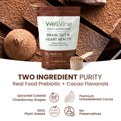 WellVine Nutrition Boosting Blend – Upcycled Chardonnay Grape Powder for Brain, Gut & Heart Health