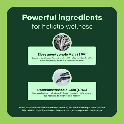 WellWithAll Omega-3 Fish Oil Softgel Supplement | 450 mg EPA / 300 mg DHA | 60 Softgels