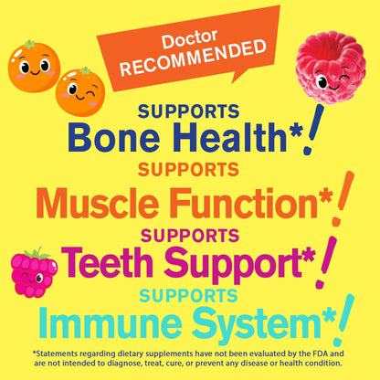WellYeah Calcium 500mg + Vitamin D3 1000 IU (25 mcg) Gummies for Kids - Bone Health and Muscle Supprt, Immune Support Gummy, Non GMO, Gluten Free, Mix Fruit Flavors - 60 Gummies (Pack of 2)