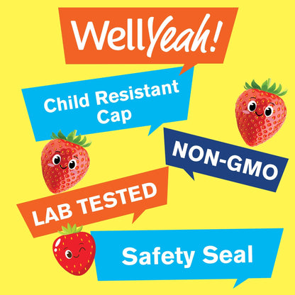 WellYeah Kid's Vitamin B12 1000mcg Gummies – Sugar Free, Strawberry Flavor, 60 Count (Pack of 2)