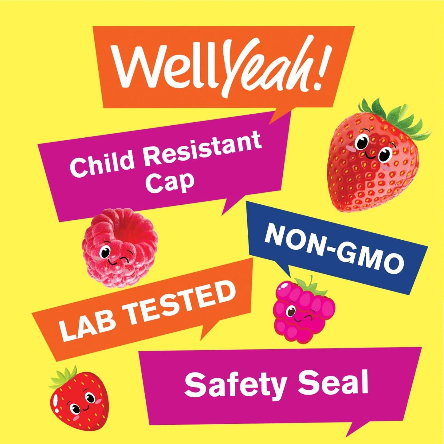 WellYeah Kids Multivitamin Gummies – Immune & Energy Support – Orange & Berry – 60 Count (Pack of 2)