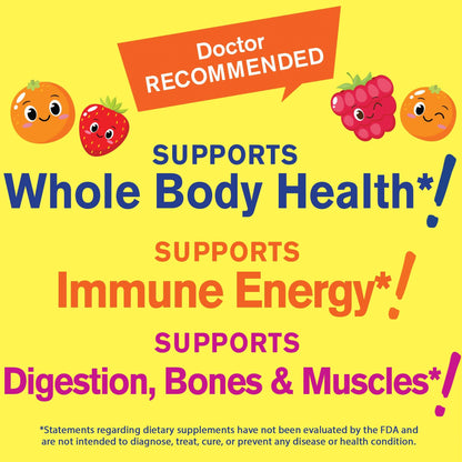 WellYeah Kids Multivitamin Gummies – Immune & Energy Support – Orange & Berry – 60 Count (Pack of 2)