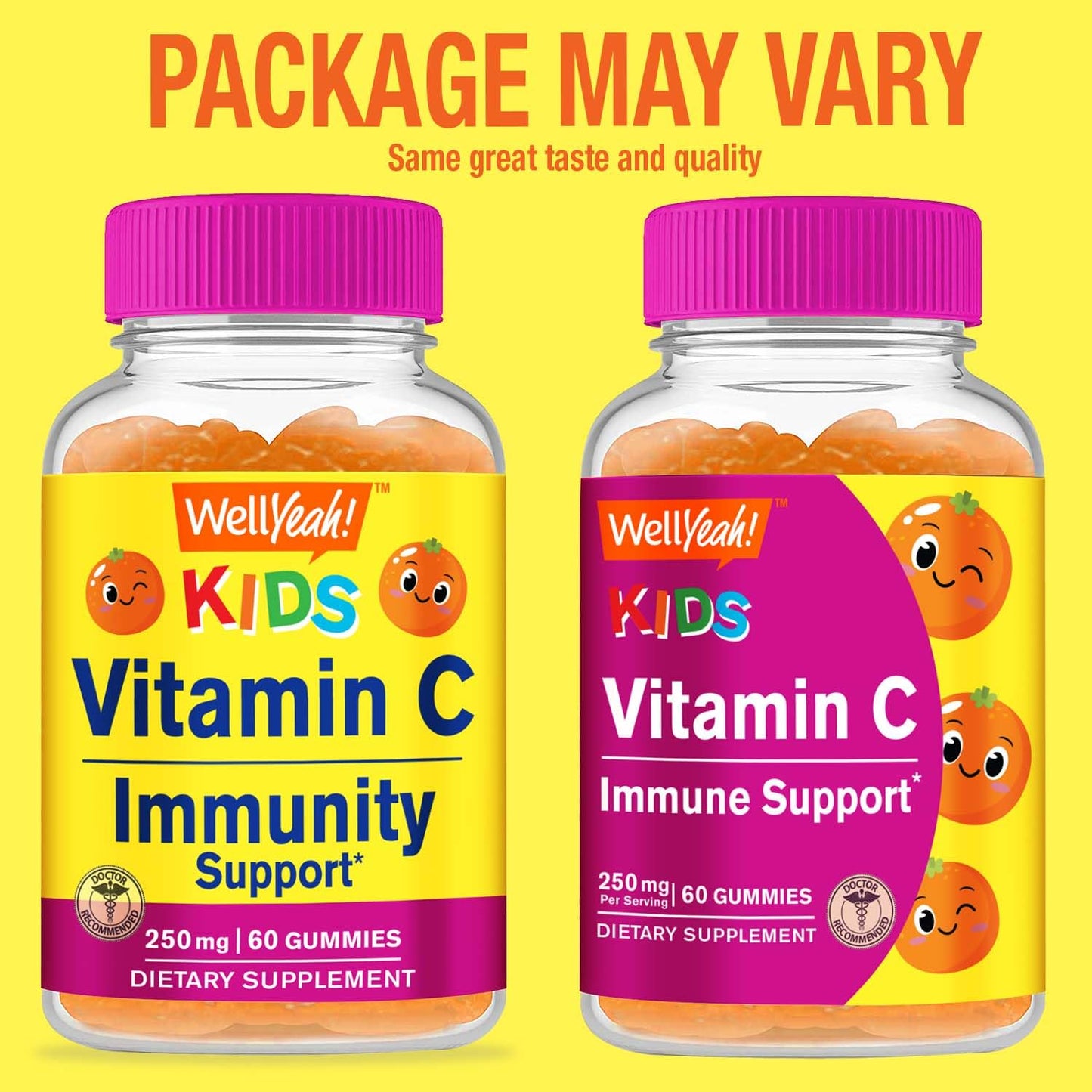 WellYeah Kids Vitamin C Gummies (250mg) – 60 Gummies (Pack of 2) | Vegan & Gluten-Free