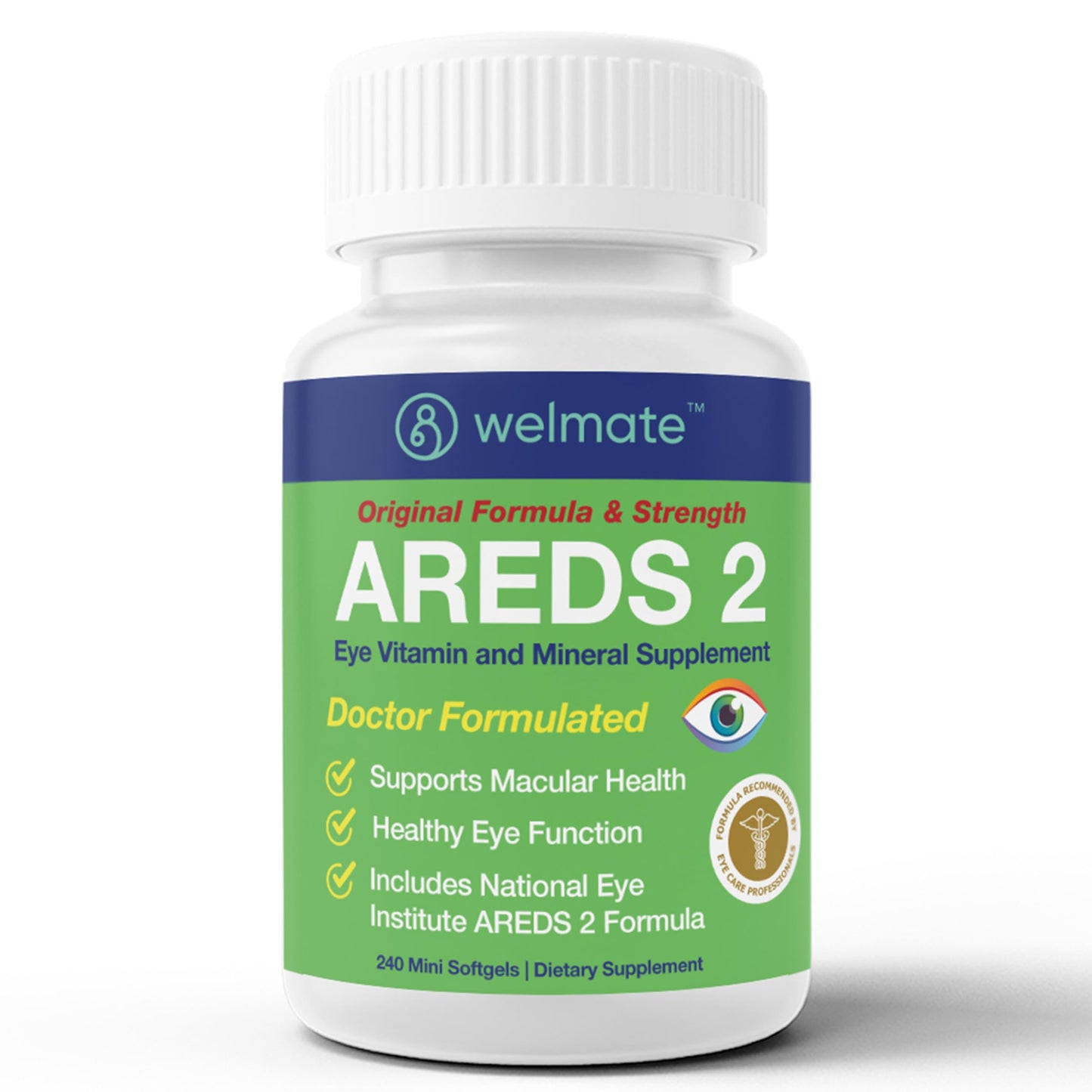 WELMATE AREDS 2 (120 Servings) – Eye Vitamin & Mineral Supplement for Macular Health