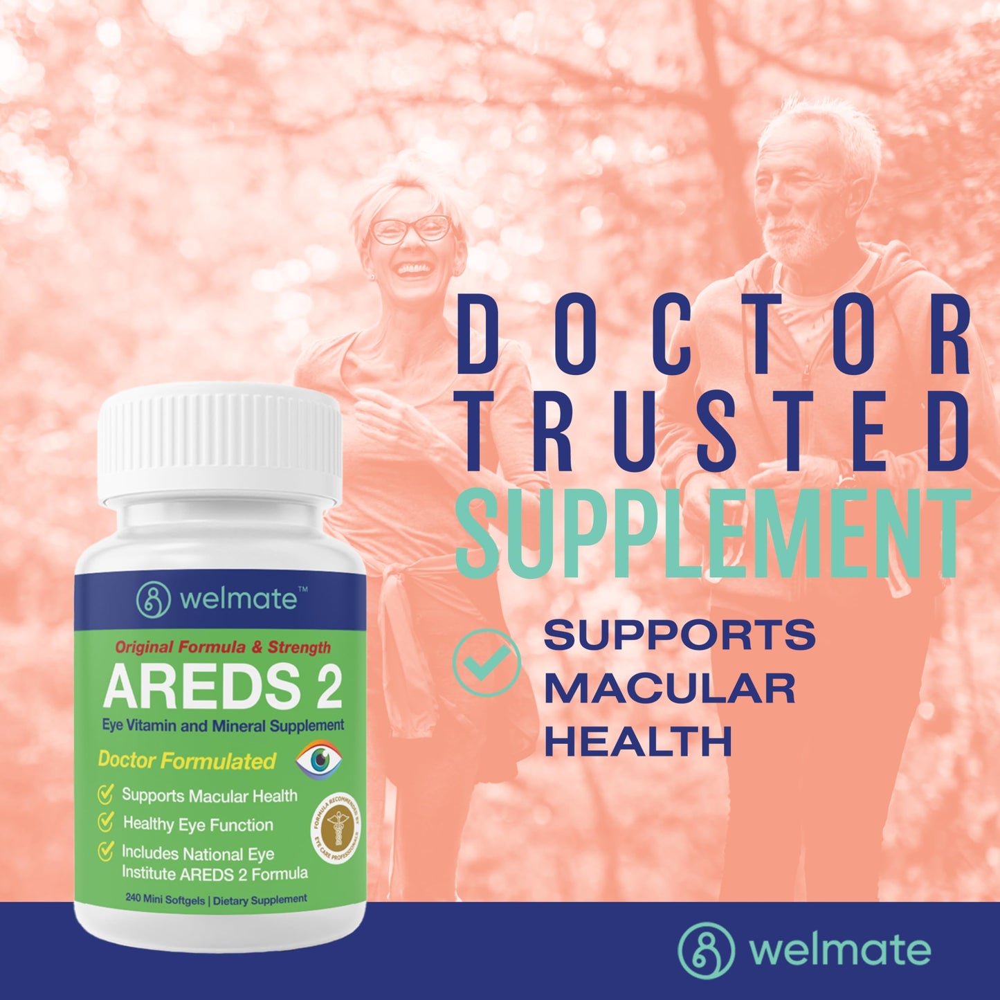 WELMATE AREDS 2 (120 Servings) – Eye Vitamin & Mineral Supplement for Macular Health