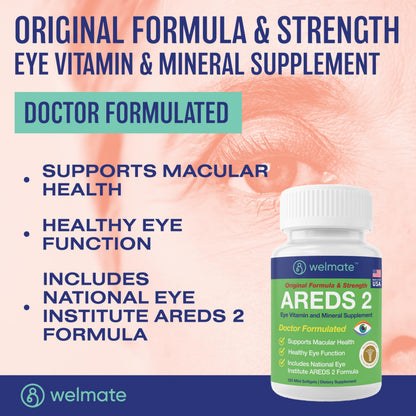WELMATE AREDS 2 Eye Vitamin & Mineral Supplement (60 Servings) – Macular Health