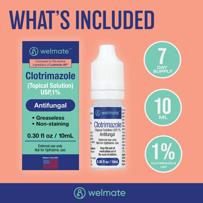 WELMATE Clotrimazole 1% Antifungal Topical Solution - 0.33 oz, 2 Pack