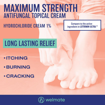 WELMATE Athletes Foot Treatment Extra Strength Cream Butenafine Hydrochloride