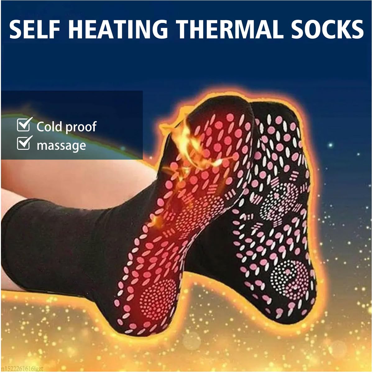 WenFeng AFIZ Tourmaline Self-Heating Socks – 3 Pairs, Acupressure Foot Massage, Anti-Slip, 3 Colors