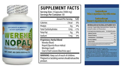 Wereke & Nopal Capsules – 60 Count (1000 mg Each) – Natural Herbal Supplement – Traditional Mexican Blend by Lo + Natural