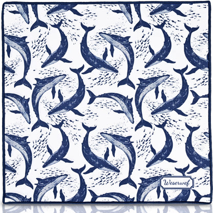 WESERWEF Design Microfiber Glasses Cleaning Cloth – 12 x 12 in Ultra-Soft & Scratch-Free (Whales)