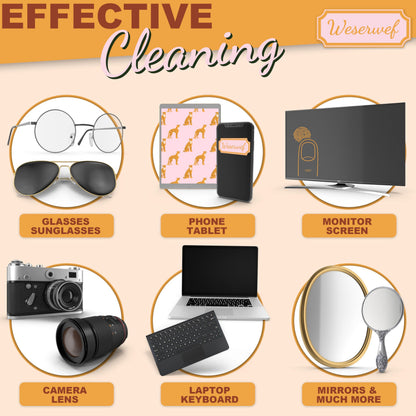 WESERWEF Design Microfiber Glasses Cleaning Cloth – 12x12 in | Ultra-Soft, Scratch-Free | Eyeglasses, Screens & Lenses | Leo Pink