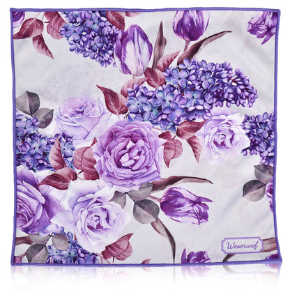 Weserwef Design Microfiber Glasses Cleaning Cloth – 12x12 in Rose & Lilac | Ultra-Soft, Scratch-Free