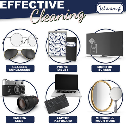 WESERWEF Design Microfiber Glasses Cleaning Cloth – 12 x 12 in Ultra-Soft & Scratch-Free (Whales)