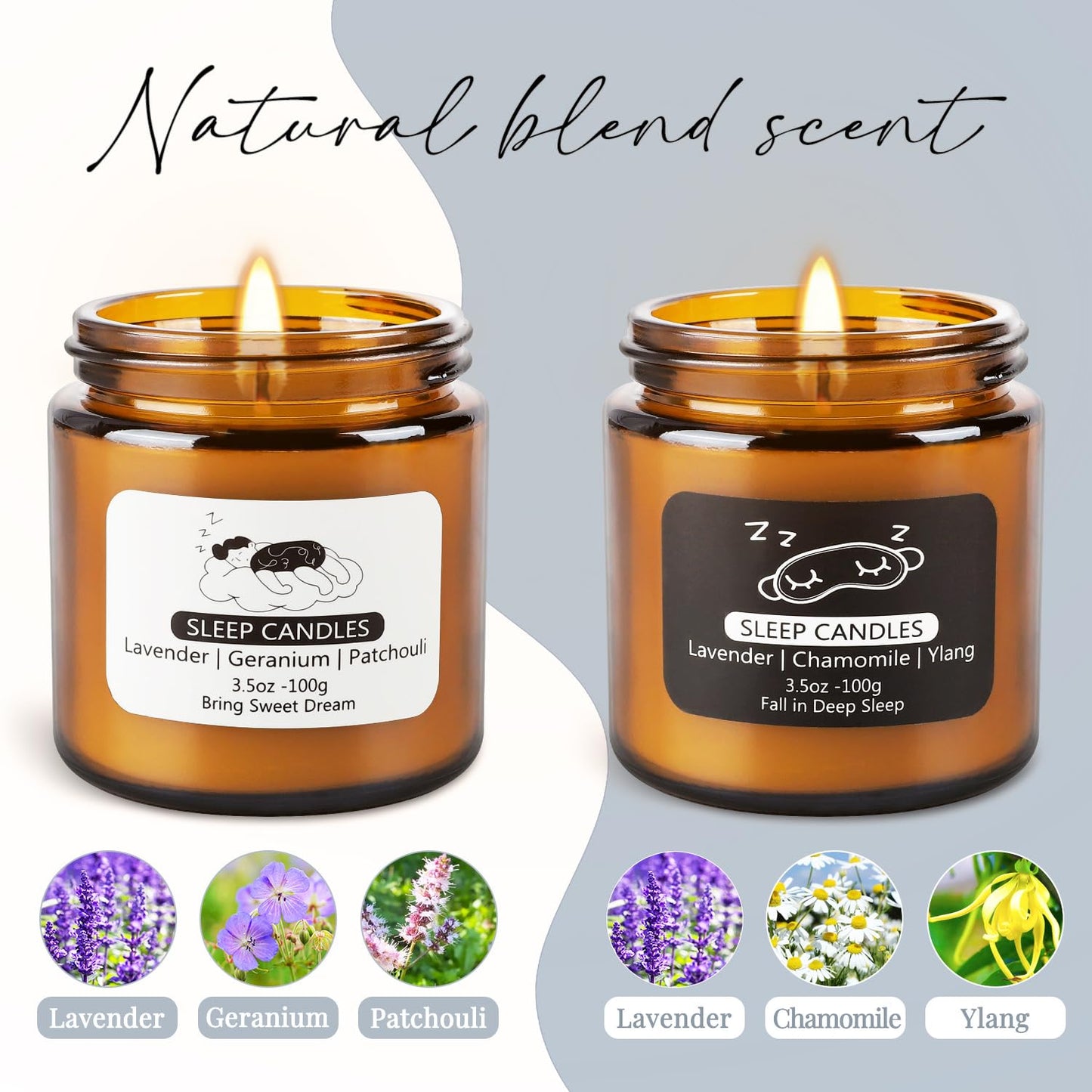 Wfmolcand 2 Pack Sleep Scented Candles - Sweet Dream & Deep Sleep