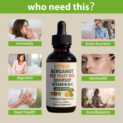 WHDEOW Citrus Bergamot Red Yeast Rice Drops - Heart & Immune Support