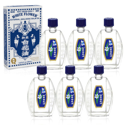White Flower Analgesic Balm Oil 20ml - Pain Relief, 6 Packs, Authentic US Import