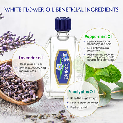 White Flower External Analgesic Balm Oil – 20ml Pain Relief, US Import (2 Packs)